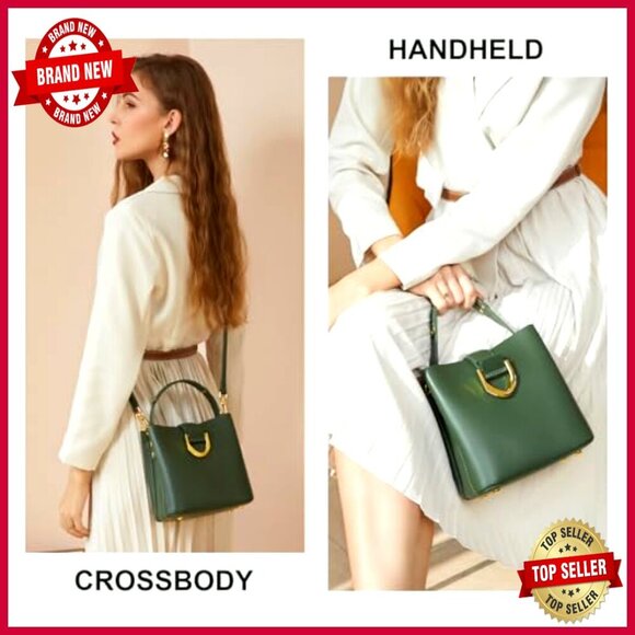 Leather Crossbody Bucket Bag Adjustable Strap Shoulder Purse Handbag